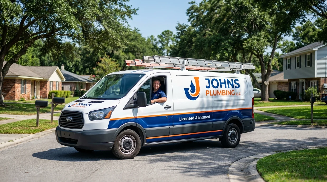 Johns Plumbing LLC service van in Clyde, NY