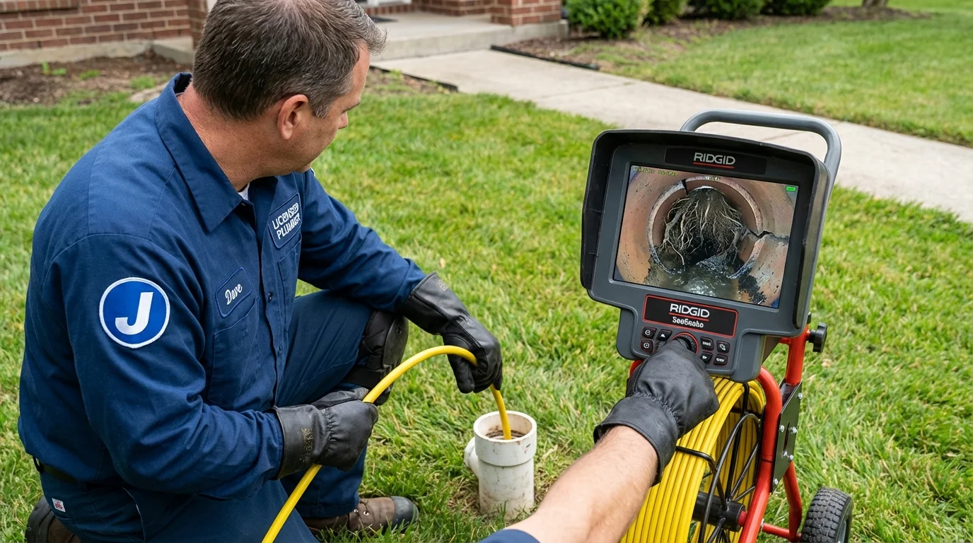 Sewer camera inspection being performed by Johns Plumbing LLC in Clyde